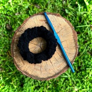 Black handmade crocheted Scrunchies